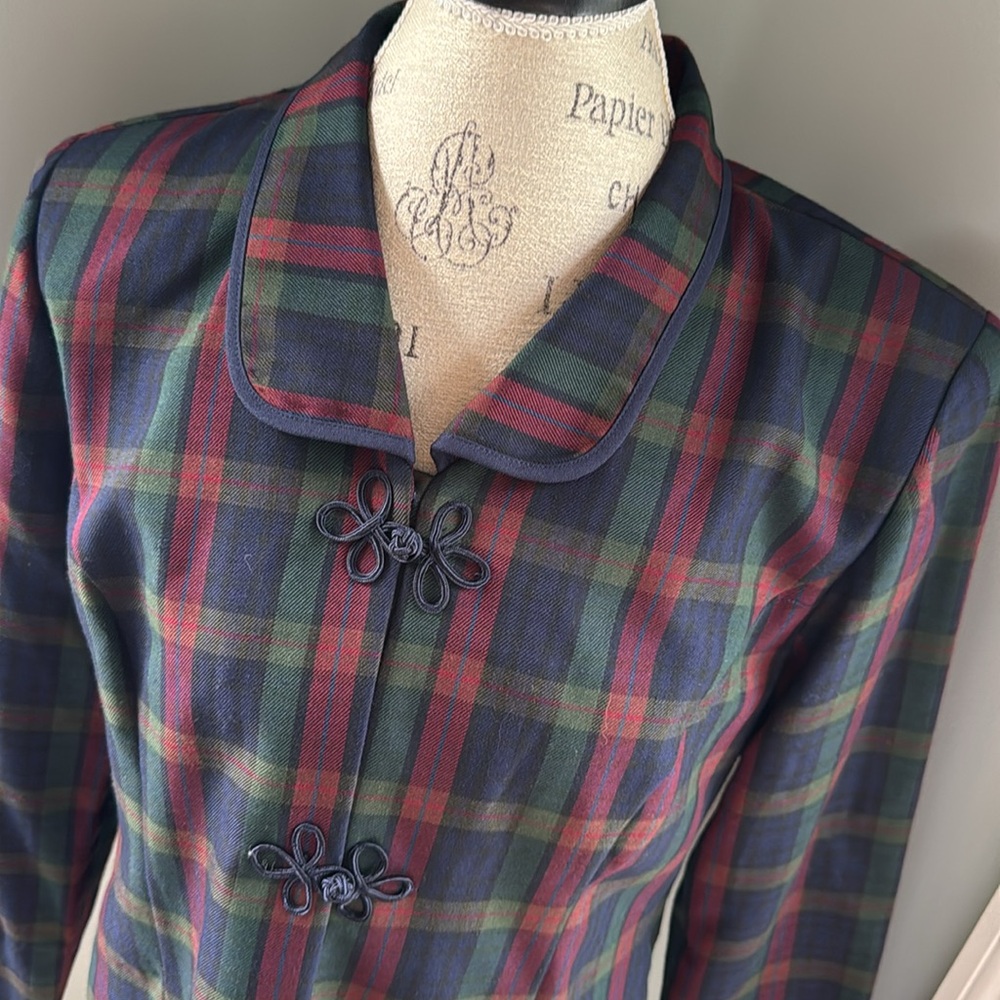 Vintage Miss Dorby dark plaid jacket EVC size 12 - Picture 4 of 12